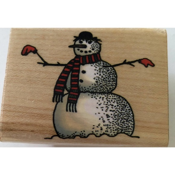 NEW Inkadinkado Charles Wysocki SNOWMAN Wood Mounted Rubber Stamp 5251 - Picture 1 of 3